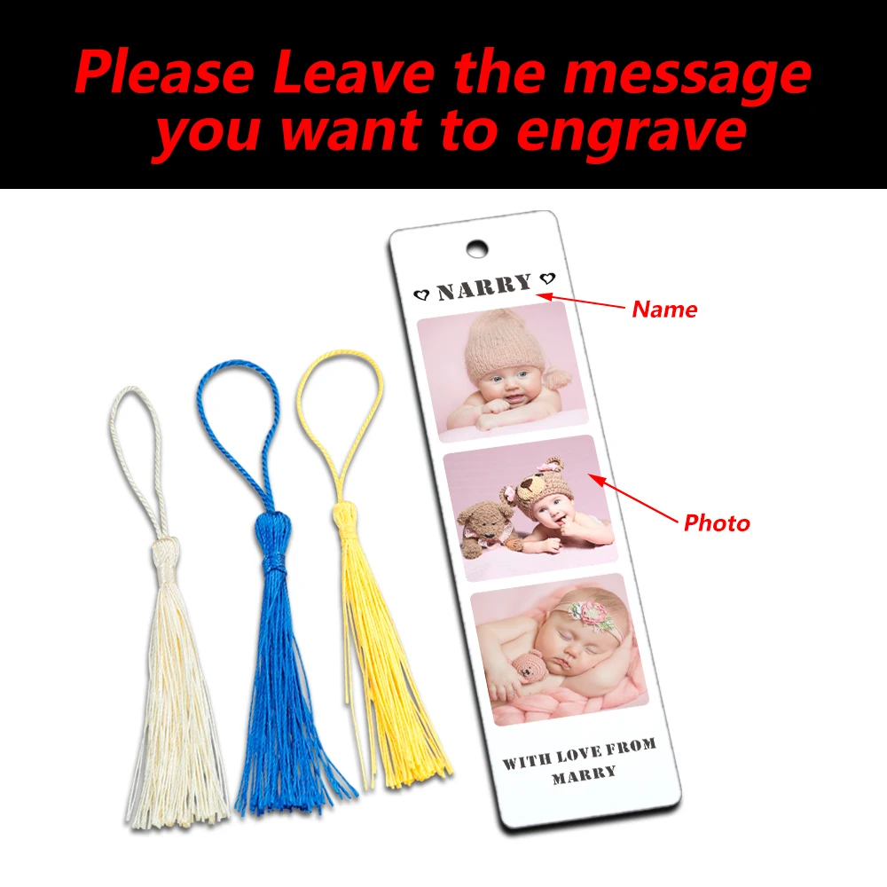 Personalised Photo Bookmark with Tassel for New Mom Dad Christmas Mother's Day Gifts Idea Custom Name Bookmark Keepsake for Baby