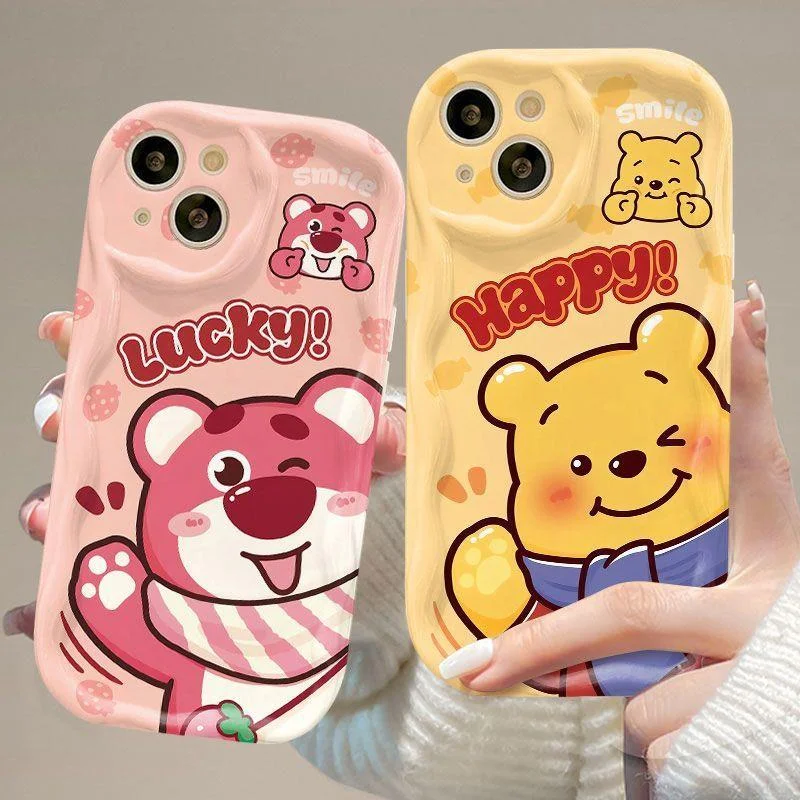 Cute Lots-o'-Huggin' Bear Winnie 3D Wave Case For OPPO A98 A94 A93 A92 A79 A78 A76 A58 A57 A55 A38 A33 2020 4G 5G Back Cover