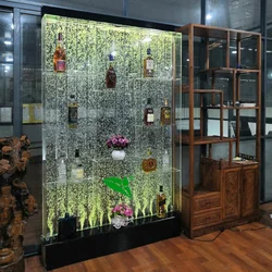 Custom, led bar furniture water bubble panel wall acrylic aquarium wine bar cabinet