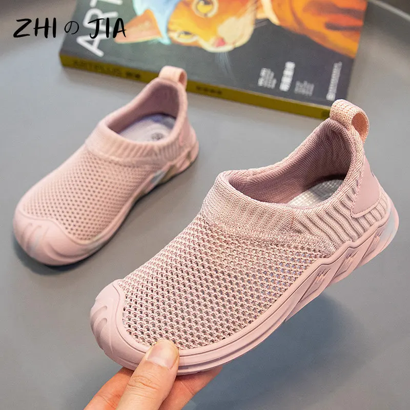 New Summer Casual Sports Shoes Single Mesh Breathable Comfortable Sneaker for Boys Girls Knitted Running Footwear Children 26-37