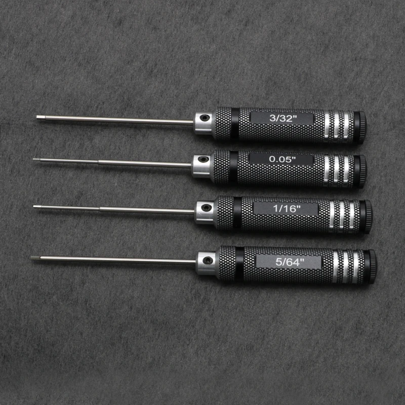Model Repair Assembly Tools Hexagonal Screwdriver 0.05" 1/16" 3/32" 5/64" Metal Steel Hex Wrench with Total Length 177mm
