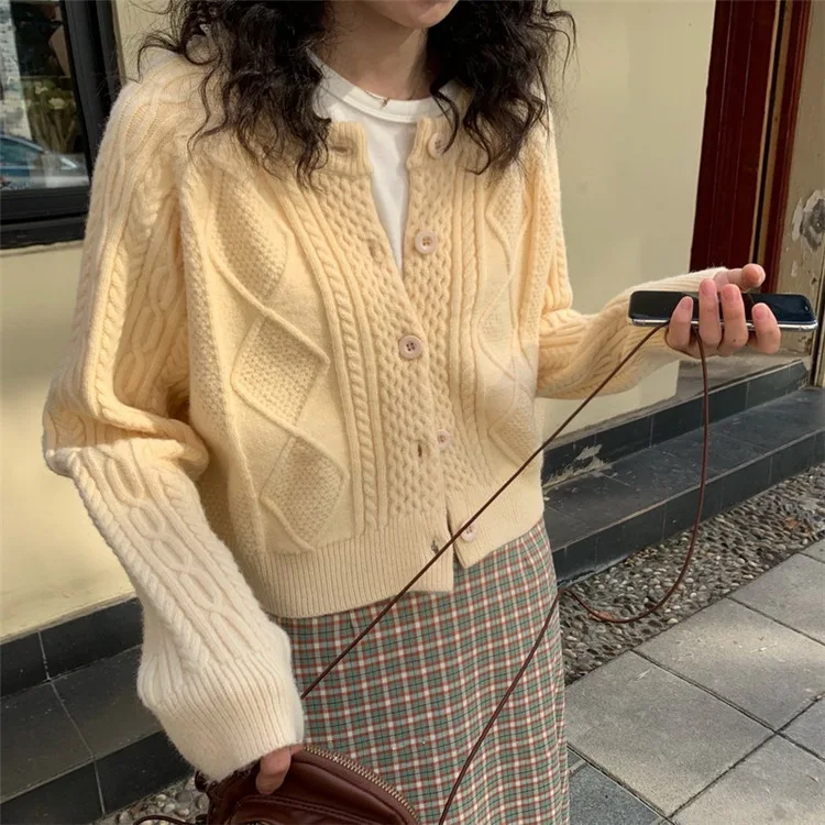 Woman Sweater Cardigan autumn/winter Twist O-neck Knitting Solid Color Long Sleeve woman's Clothing Dropshipping PYRMRM700