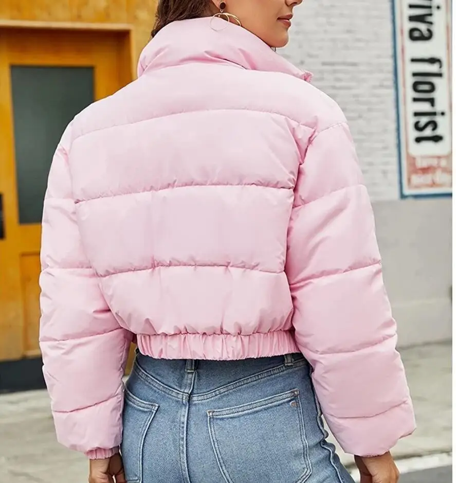 2024 Winter Parka Women Puffer Bomber Jacket Stand Collar Quilted Thickened Warm Short Coat Cotton-padded Jacket Street Outerwea