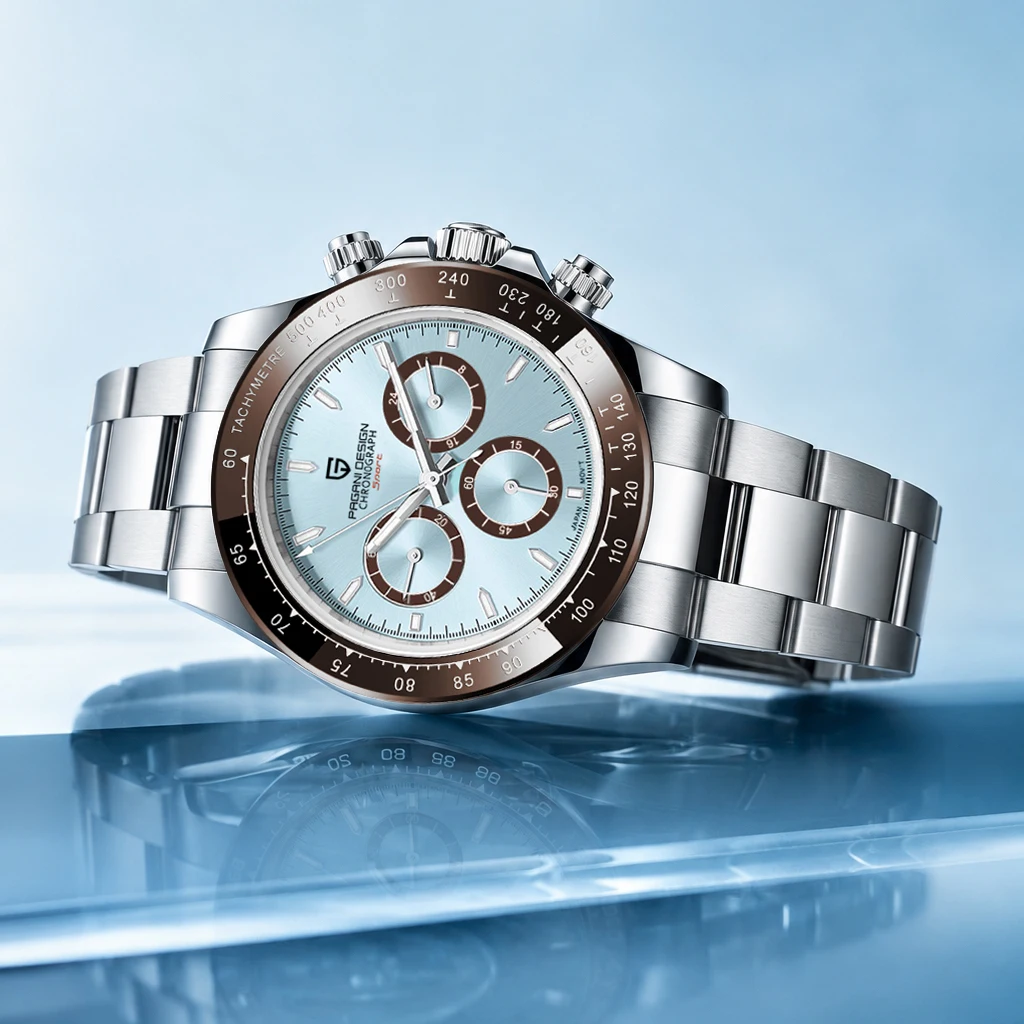New Ice Blue Chronograph PAGANI DESIGN Top Brand Luxury Quartz Watch For Men Sapphire Crystal Automatic Date Wrist Watch Men