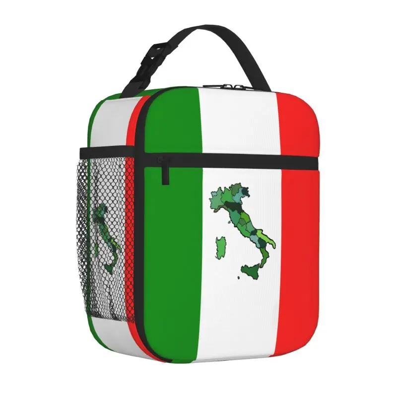 Custom Flag of Italy Insulated Lunch Bag Reusable Thermal Oxford Lunch Box for Women Girls Boys School Work Picnic Camping