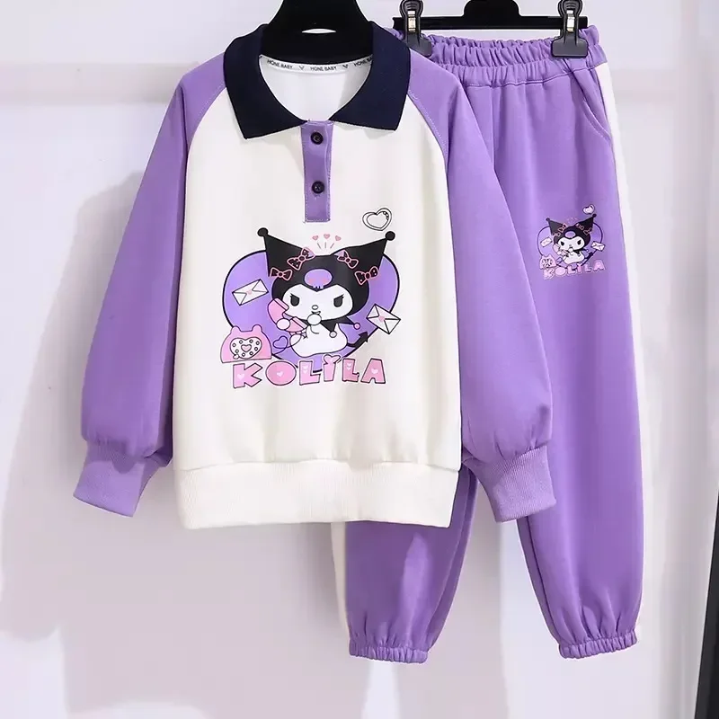 Sanrio hello kitty girls kuromi hoodie pants suit spring autumn new  sportswear Sweater children's long sleeve jacket