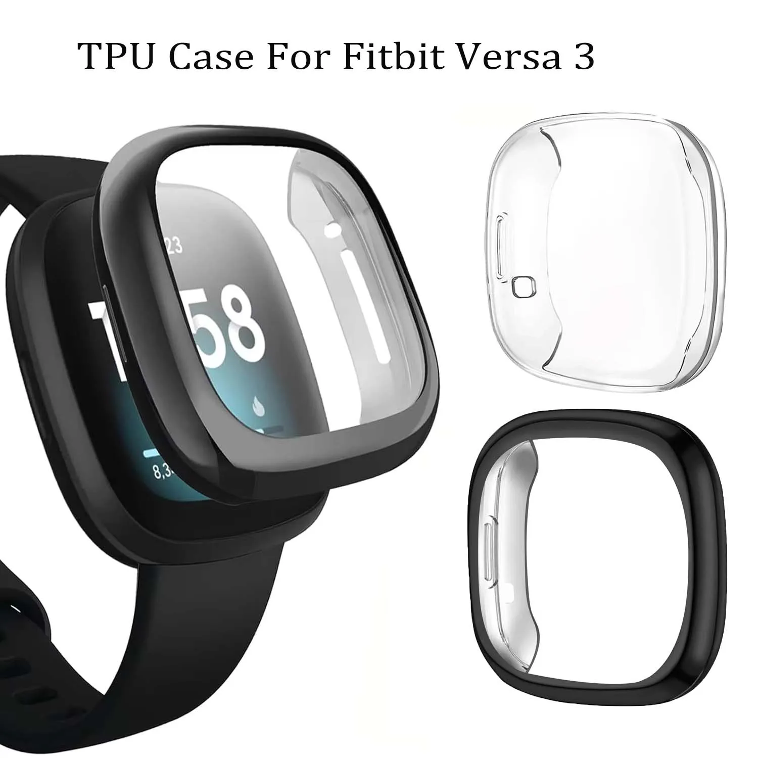 Screen Protector Case For Fitbit Versa 3, Soft TPU Screen Protector For Fitbit Versa 3 Protective Cover Shell.