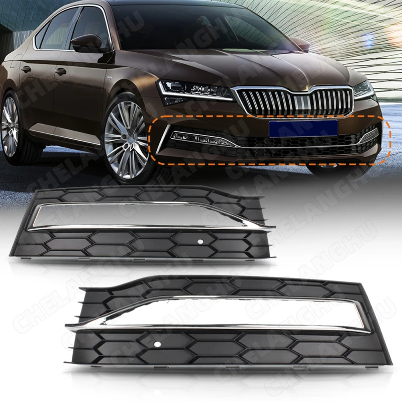 

1 Pair Fog Lamp Grille For Skoda Superb 2019 2020 2021 2022 2023 Fog Light Frame Cover