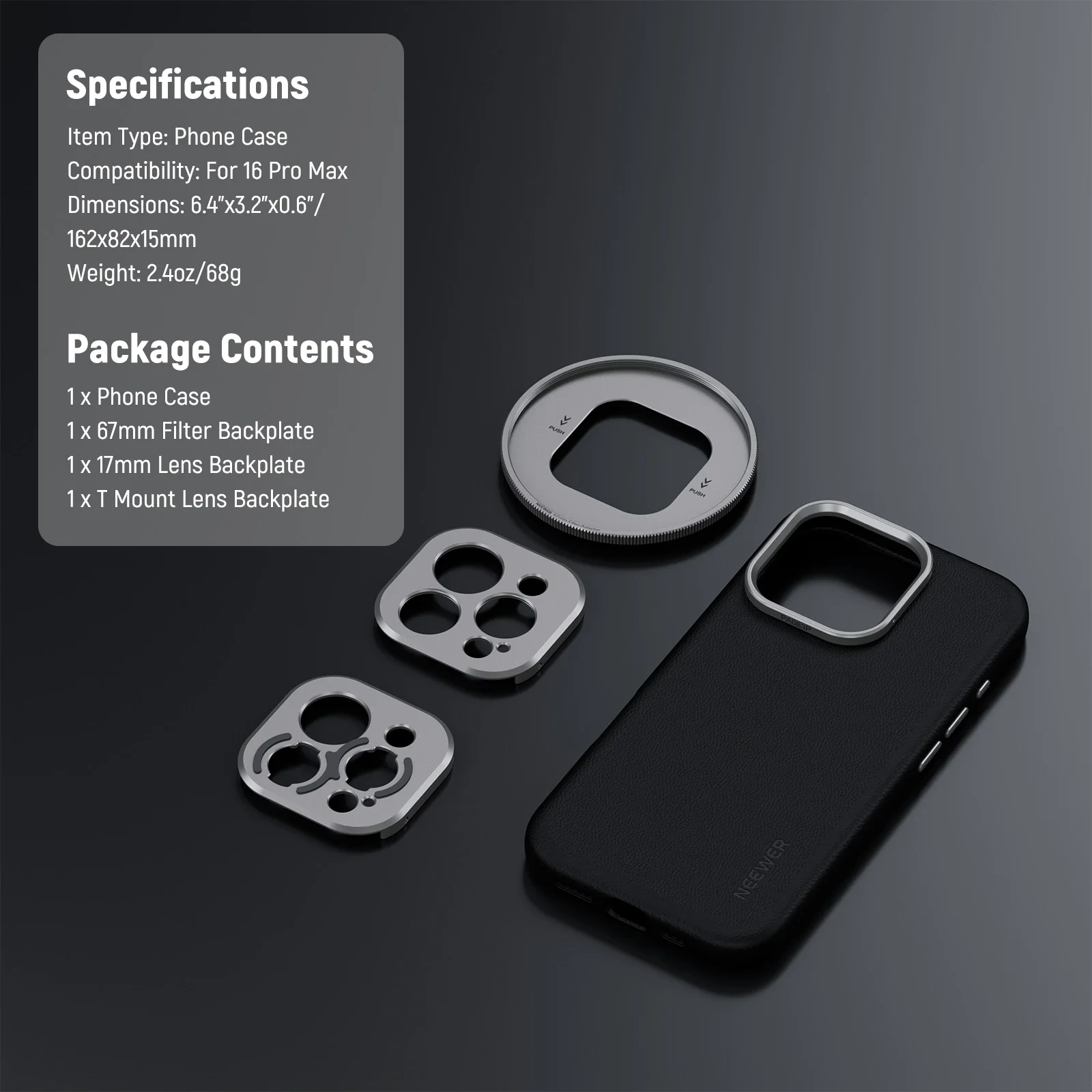 Neewer 16 Pro/Pro Max Handyhülle, TPU/PC-Schutzhülle für 67 mm Filterobjektiv für iPhone 16 Pro/Pro Max MagSafe Moment – Detail 7