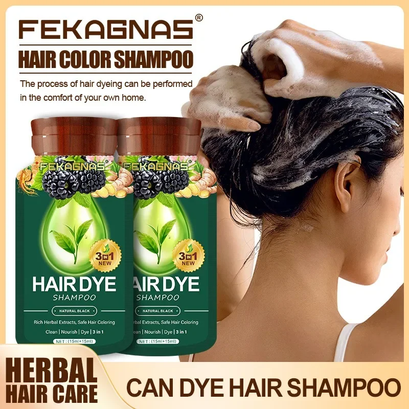 

FENKANG 3-in-1 Green Tea Hair Dye Shampoo 300ml White Hair Covered with Herbs Men Women Shampoo Escurecedor Cabelos Brancos