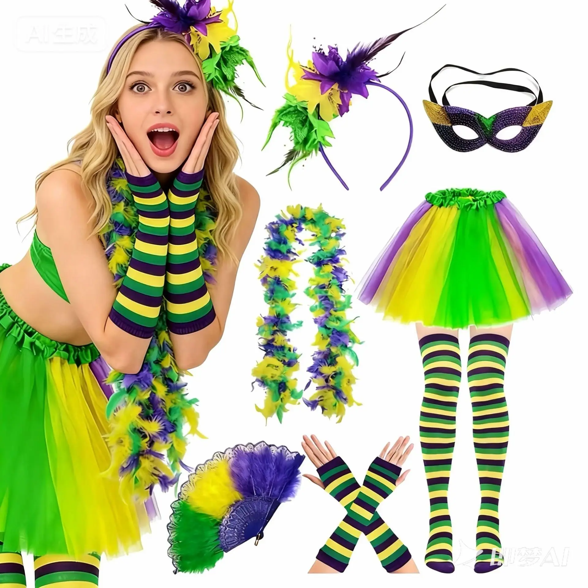 novo-produto-conjunto-de-glitter-dourado-roxo-e-verde-para-carnaval-e-mardi-gras-fantasia-para-festa-apresentacao-em-bar-e-adereco-de-palco