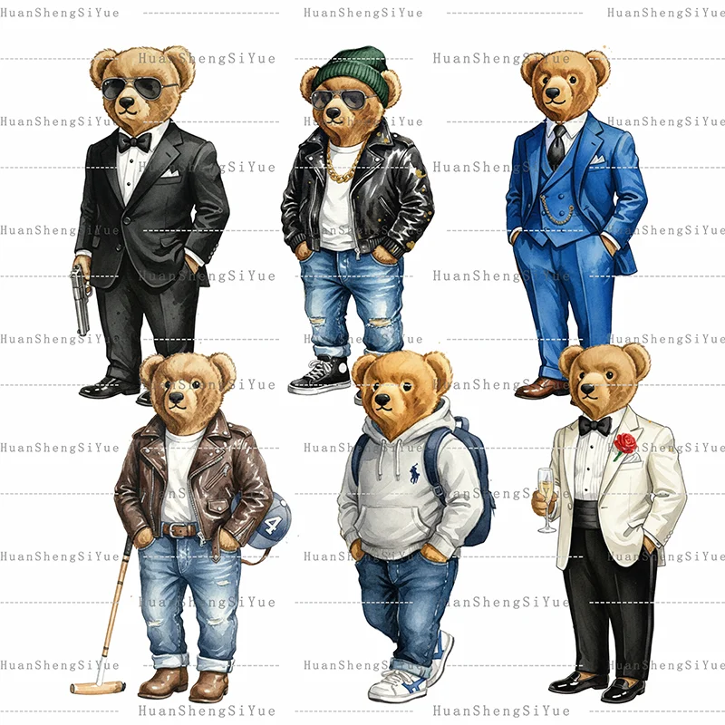 

Модная и универсальная наклейка с плюшевым мишкой, одежда DTF, модная футболка с капюшоном, куртка «сделай сам», нашивка, горячая паста, бумага