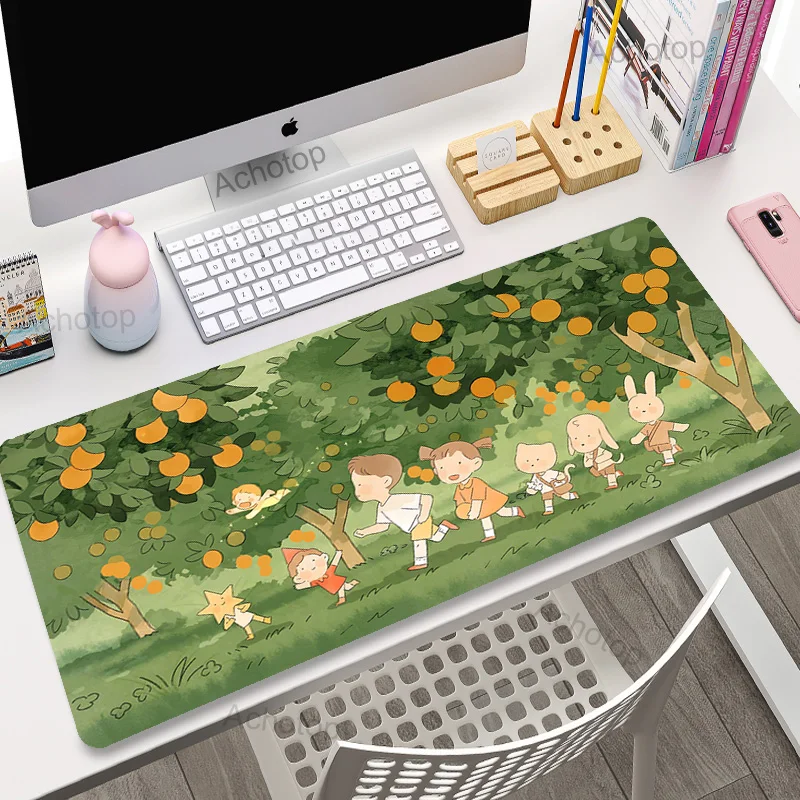 Cute Anime Mouse Pad Mause Mats Green Office Desk Mat Computer Deskmat Pink Mousepad Kawaii Deskpad Rug Xxl Mause Mats For Girl