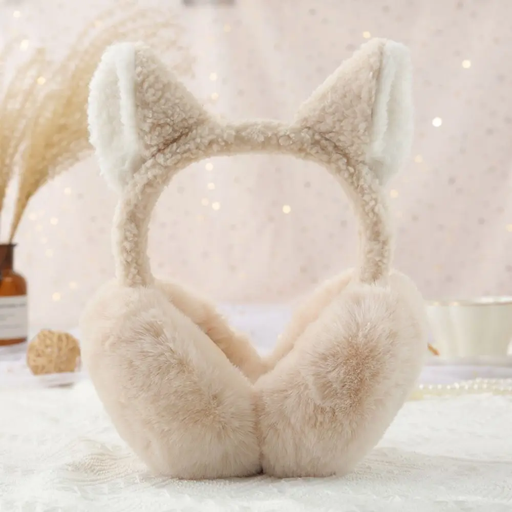 Cute Cat Ears Earmuff Soft Plush Warm Lovely Animal Ear Warmer for Women Girls Outdoor Furry Fleece Earmuff Winter Ear Cover