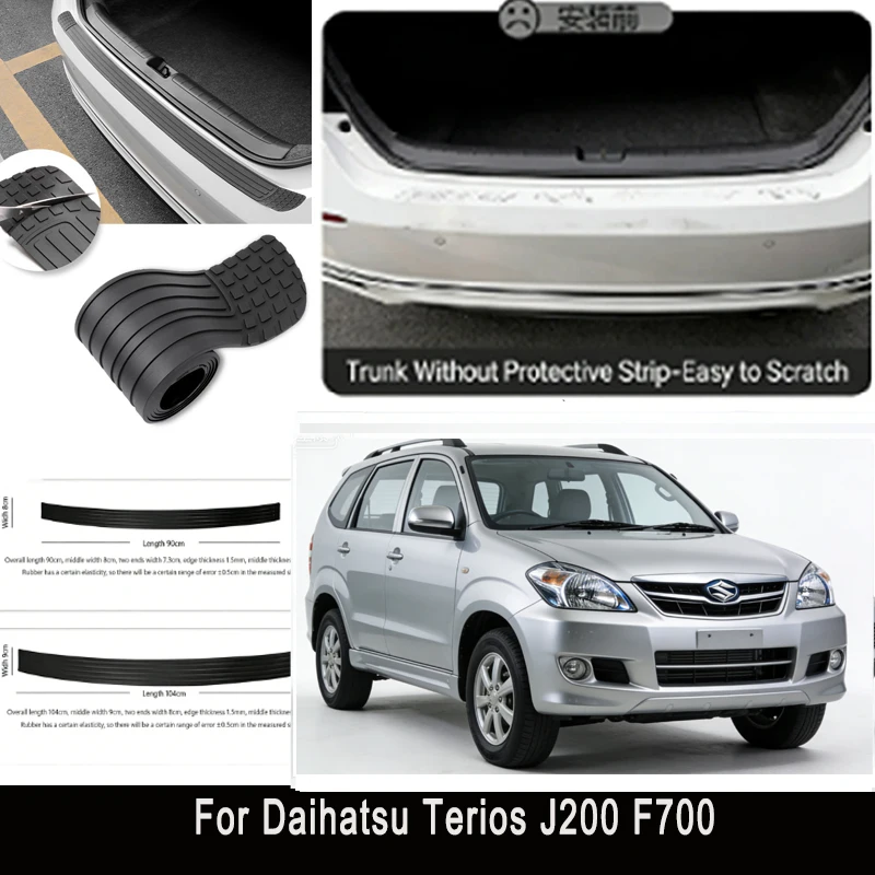 

For Daihatsu Terios J200 F700 Rear Trunk Guard Plate Sticker Car Rear Bumper Trim Anti-Kicked Scratch Protector Sticker Strip