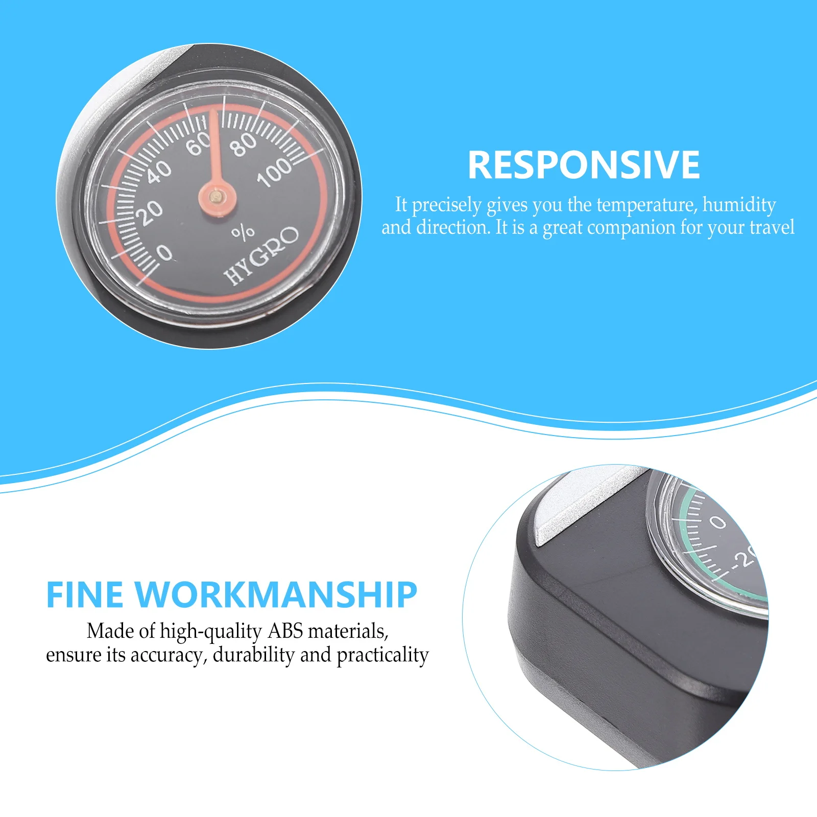 

3 in 1 Car Compass Dash Mount Multi-Functional Navigation Direction Thermometer Hygrometer Auto Interior Accessory