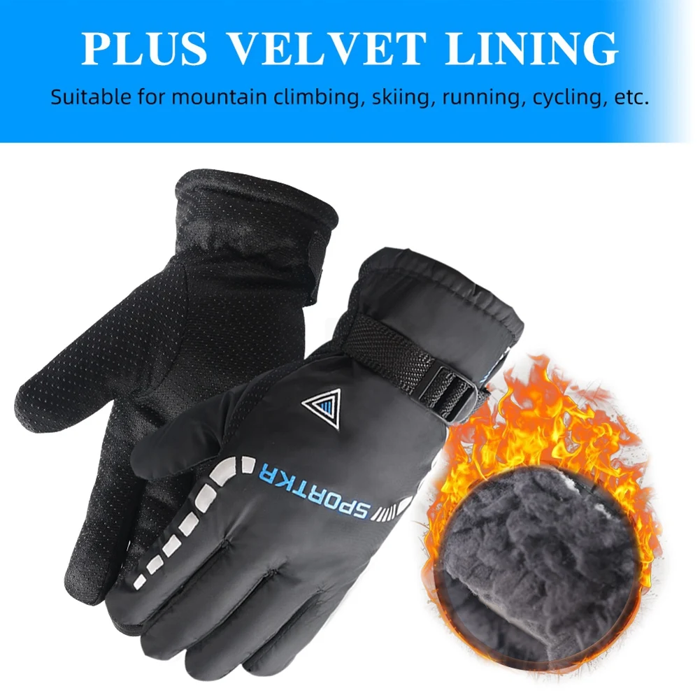 Waterproof Winter Warm Skiing Cycling Gloves Antislip Thickness Thermal Sports Ski Camping Gloves for Men Women Travel Gloves