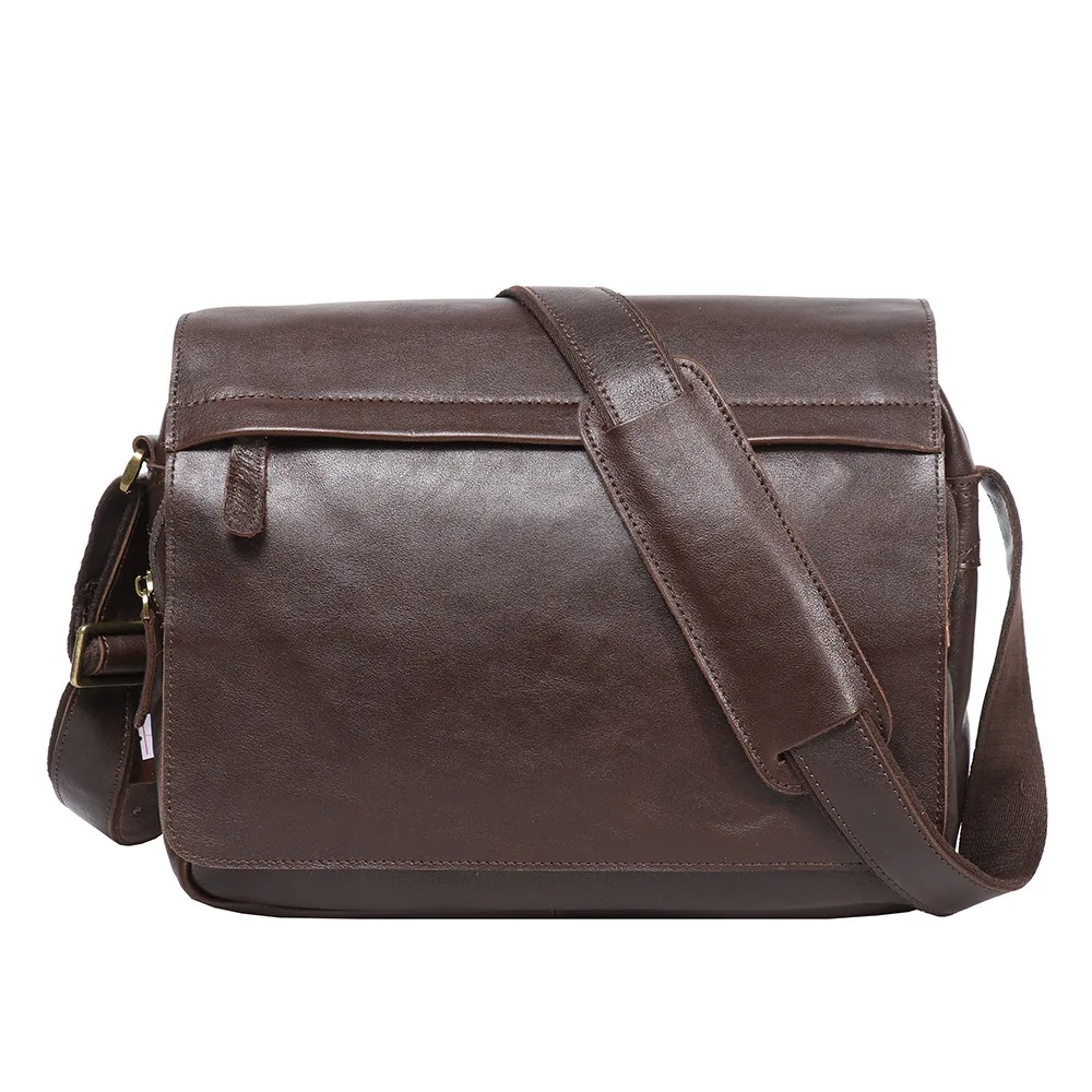 

Nesitu High Quality A4 Vintage Coffee Genuine Leather Women Men Messenger Bags Cowhide Male Shoulder Bag M9015