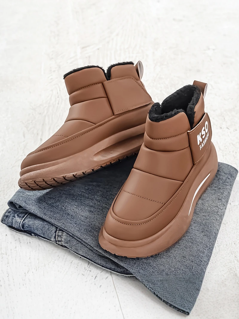 メンズ冬用スノーブーツ厚みのあるフリース裏地ファー一体型屋外 - Snow Boot Fur Lined のレビューと価格