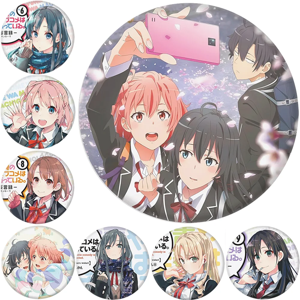 Anime de 58 mm La comedia romántica de mi juventud está equivocada como esperaba ‌ SNAFU Cosplay disfraz insignia Pin SPTE hojalata broche Prop Navidad Gilf