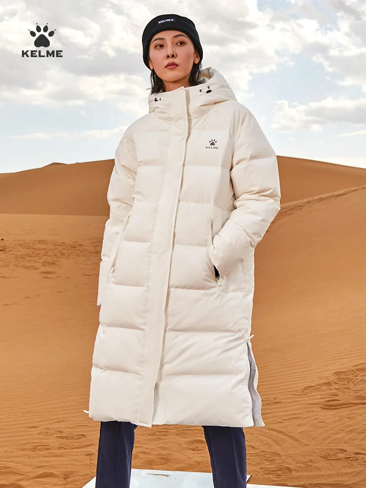 Kelme Sports Down Jacket Women's Long Winter Coat Thick Warm Cotton Jacket Windproof And Snow Proof Coat