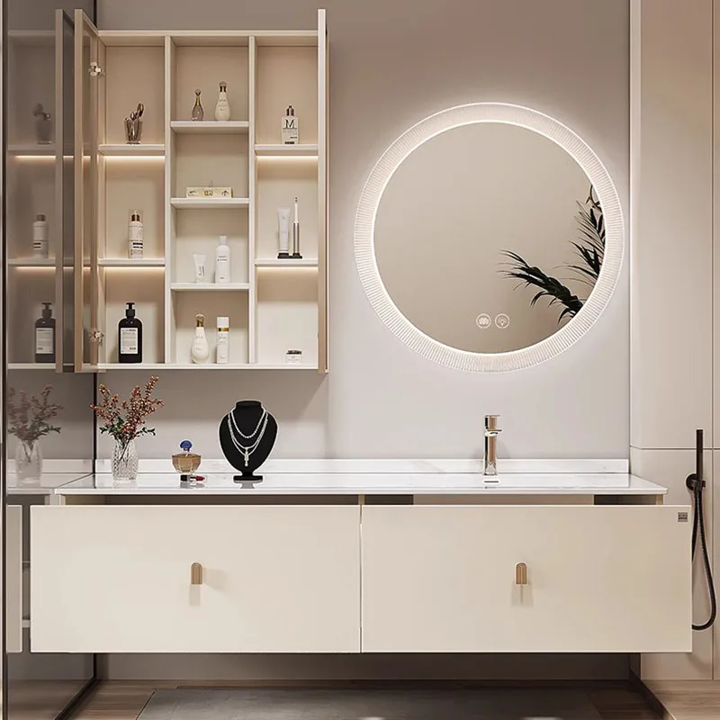 Storage Light Mirror Cabinets Round Vanity Makeup Jewelry Display Mirror Cabinets Bedroom Espelho Armario Home Furnitures