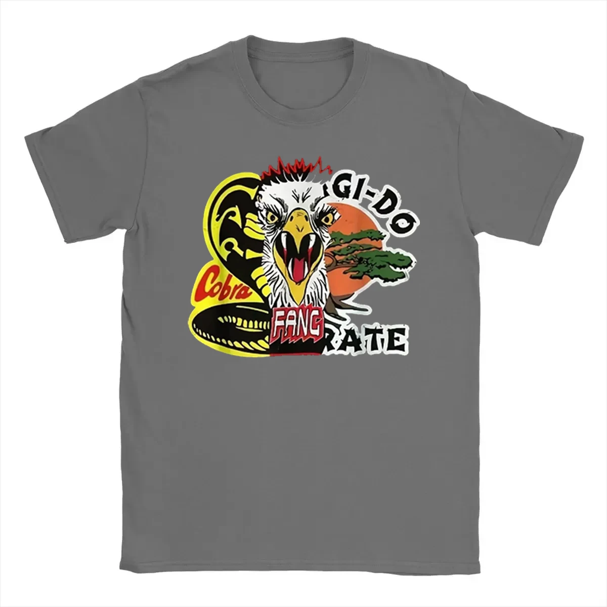 الرجال النساء تي شيرت الدفاع عن النفس كوبرا كاي دوجو الطوطم مع نابضة بالحياة النسر الأفعى المطبوعة التي شيرت كبير الحجم الذكور Crewneck قصيرة الأكمام بلايز