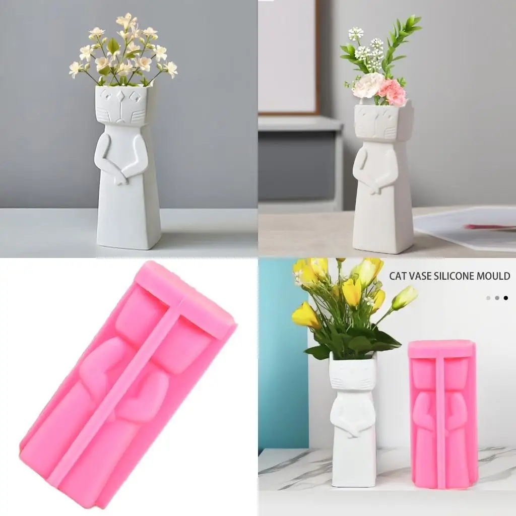 

D46E Innovative Silicone Moulds Fashionable Vase Molds Flexible Ornament Molds Unique Flowerpot Moulds for Resin