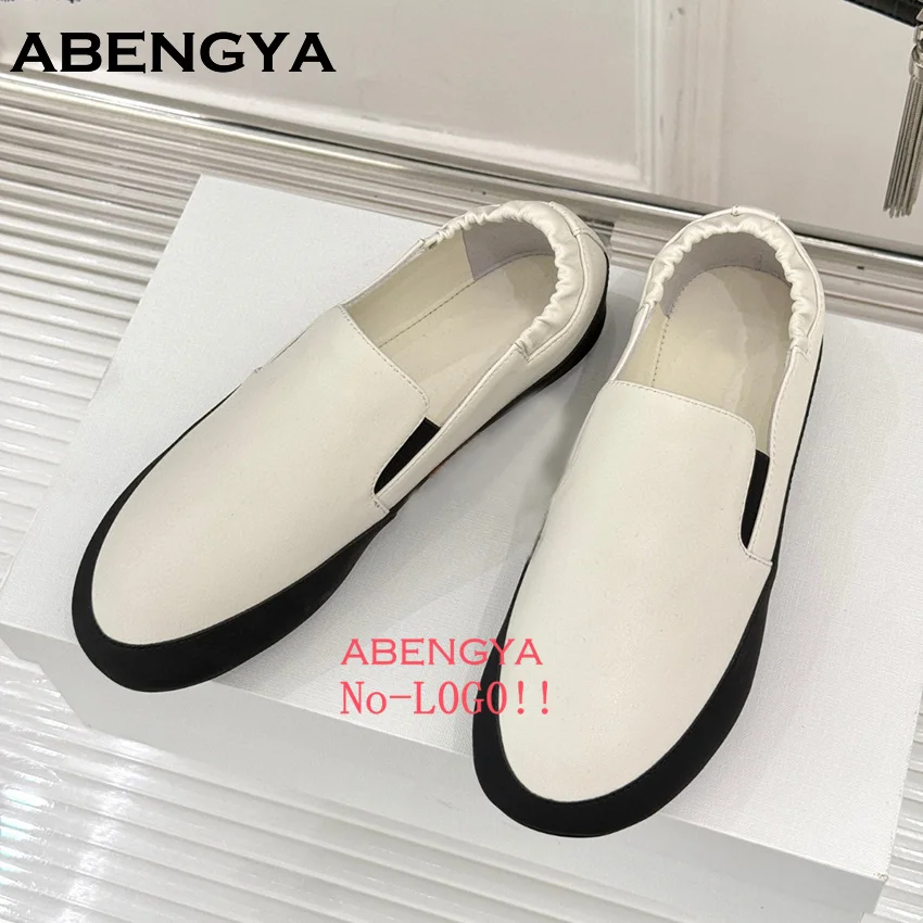 

Black Leather Doudou Shoes For Women Spring Casual Slip-on Loafers Formal Business Walk Shoes Women's Ballet Flats Shoes