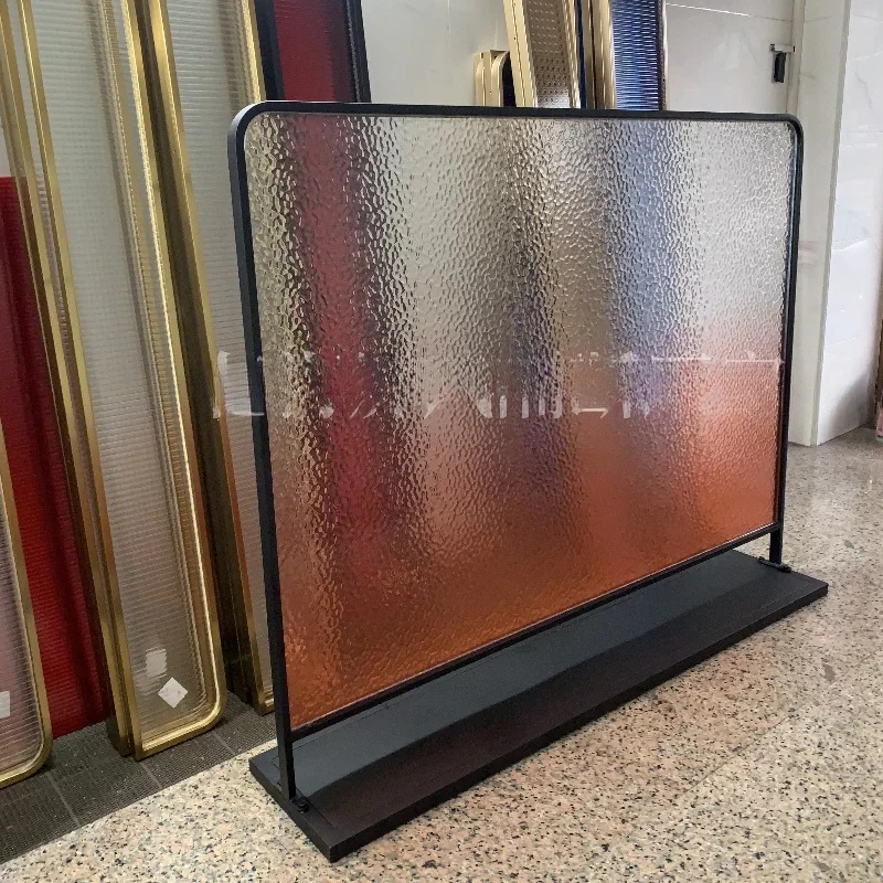 Stainless steel gradual change glass partition restaurant  floor self-installed movable screen shielding plate customization