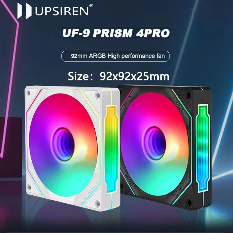 UPSIREN UF-9 PRISM 4 PRO Computer Chassis Fan 92mm ARGB 4 Pin PWM Quiet Cooling Fan 12V Large Air Volume 40CFM/800-2500RPM