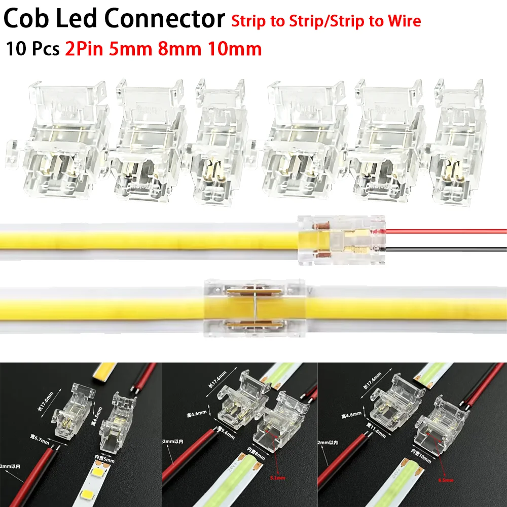 2pin 5mm 8mm 10mm COB LED Strip To Strip LED Connectors Stri