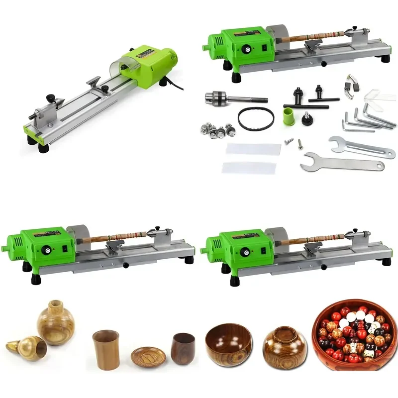 220V Standard Mini Wood Lathe Benchtop MICRO Woodturning Lathe Grinding Polishing Beads Drill Rotary Tool Set Variable Speed