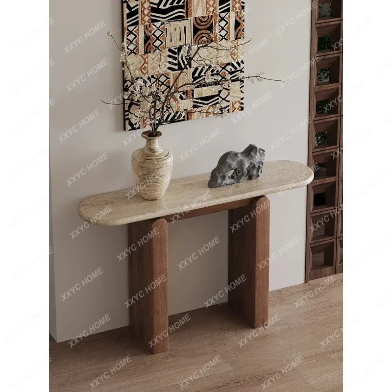 Retro, entrance table, living room, household marble end-view table, homestay corridor, long table, case table