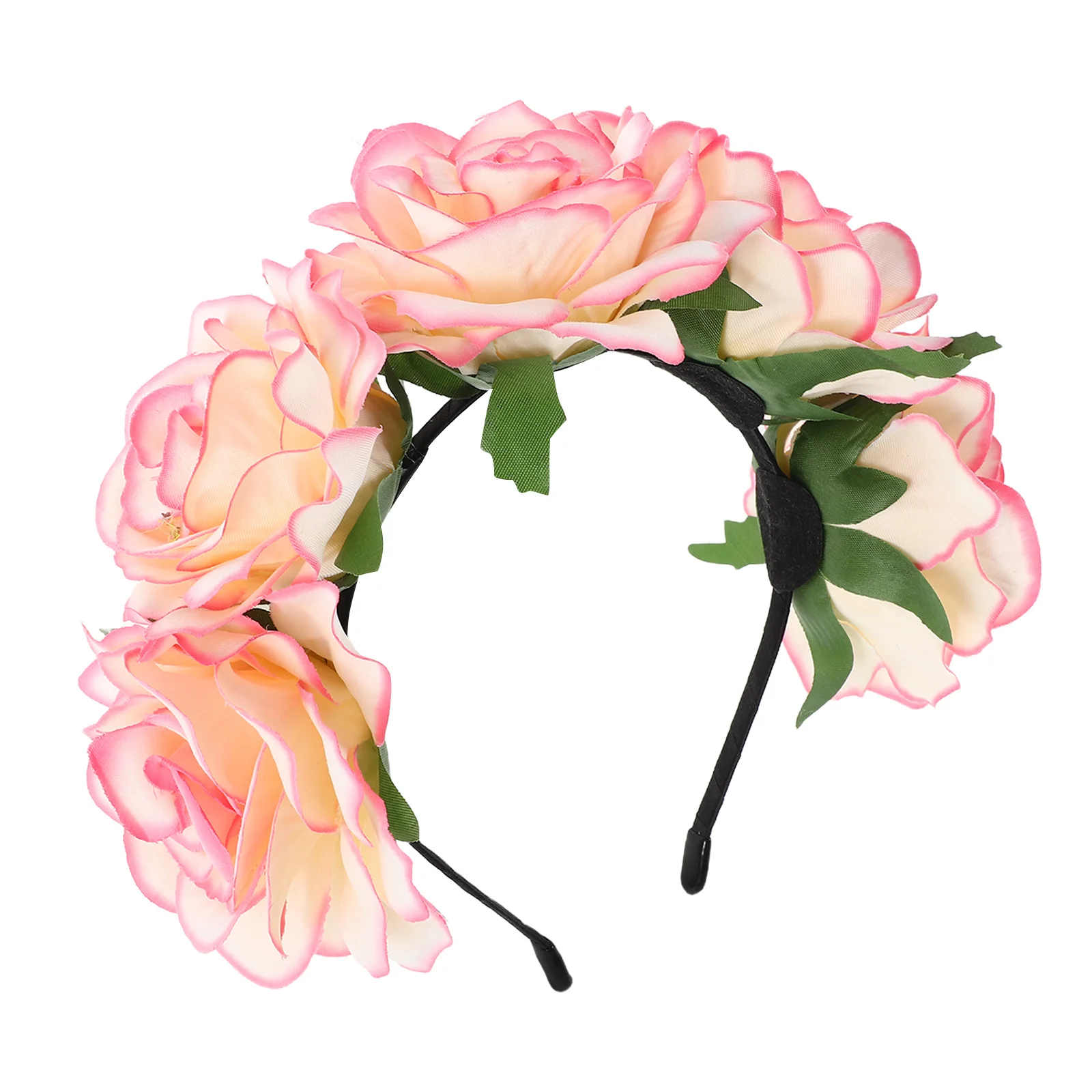 

Rose Flowers Headband Artificial Realistic Floral Crown Wedding Bridal Party Hair Accessories Nonfading Vibrant Flower Hair Hoop