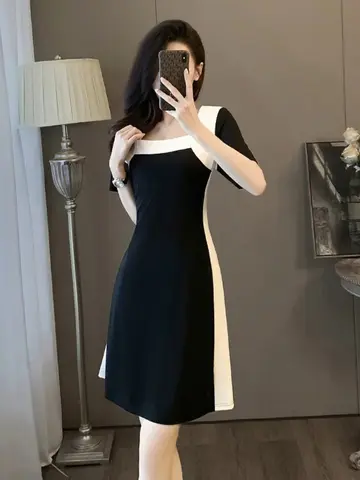 미디 드레스 슬리브 블랙 여성 드레스 의류 빈티지 풍만한 2025 패션 비치 의상 저렴한 캐주얼 Y2k 여성 숏 드레스 신상품