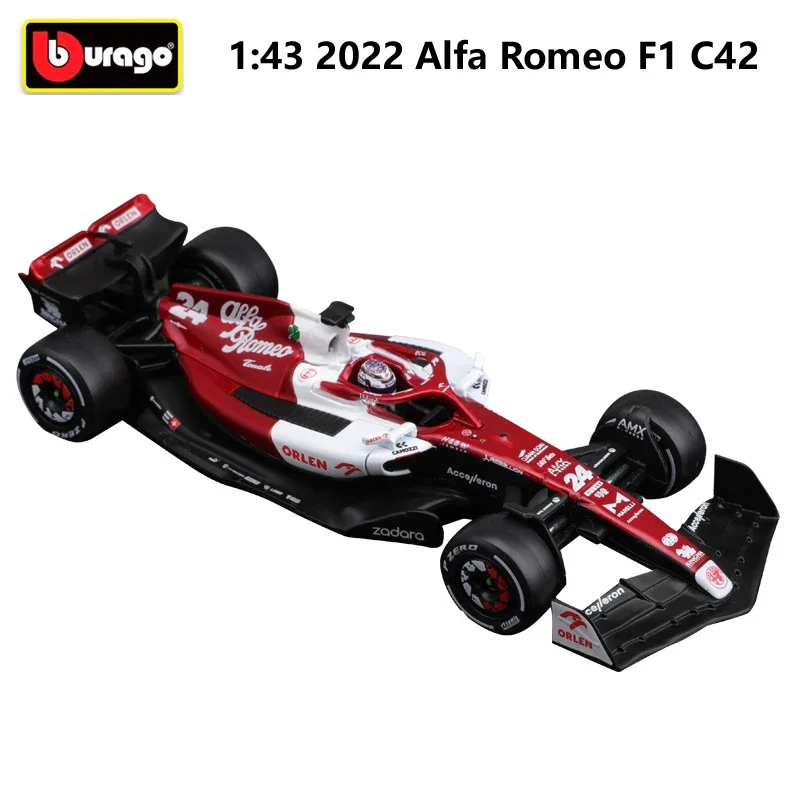 Bburago Diecast 1:43 Car 2022 Alfa Romeo C42 Metal F1 Model Car Formula One Racing Car Formula 1 Alloy Toy Vehicle Collection