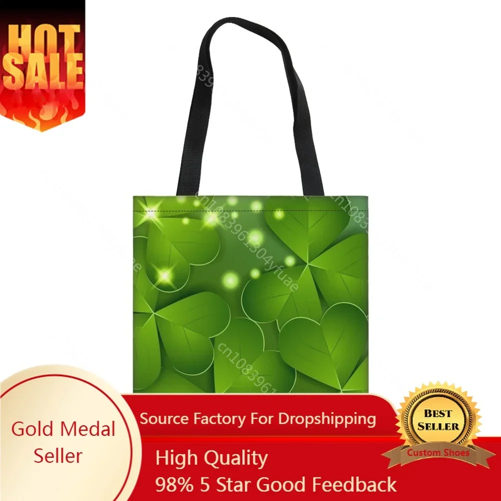 

Women Tote Bags St. Patrick's Festival Clover Pattern Print Woman Shoulder Bag Famale Line Shopping Bag