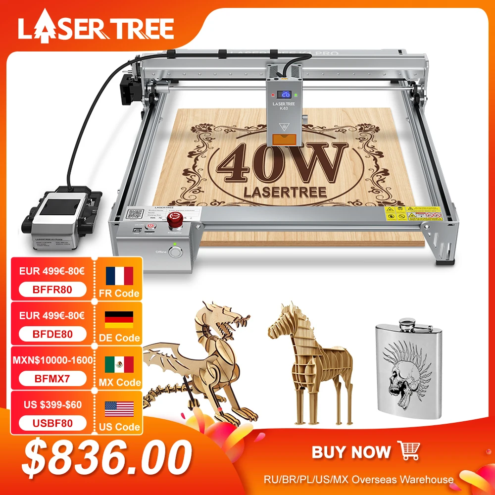 LASER TREE K1PRO Laser Engraver with  30W 40W Air Assist Laser Module Wood Engraving Cutting Machine CNC Woodworking DIY Tools