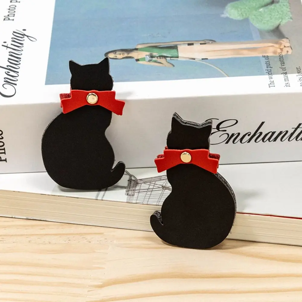 Leather Little Black Cat Bookmark Home Book Label Mini Portable Page Clip Office Category Mark Business Gift