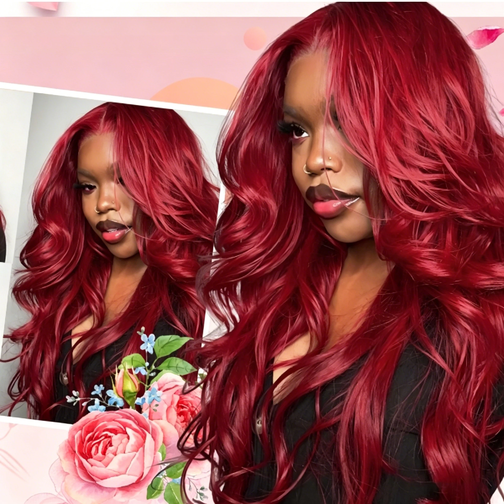 

99J Burgundy Lace Front Human Hair Wigs Wine Red HD Body Wave Lace Front Wigs Pre Plucked
