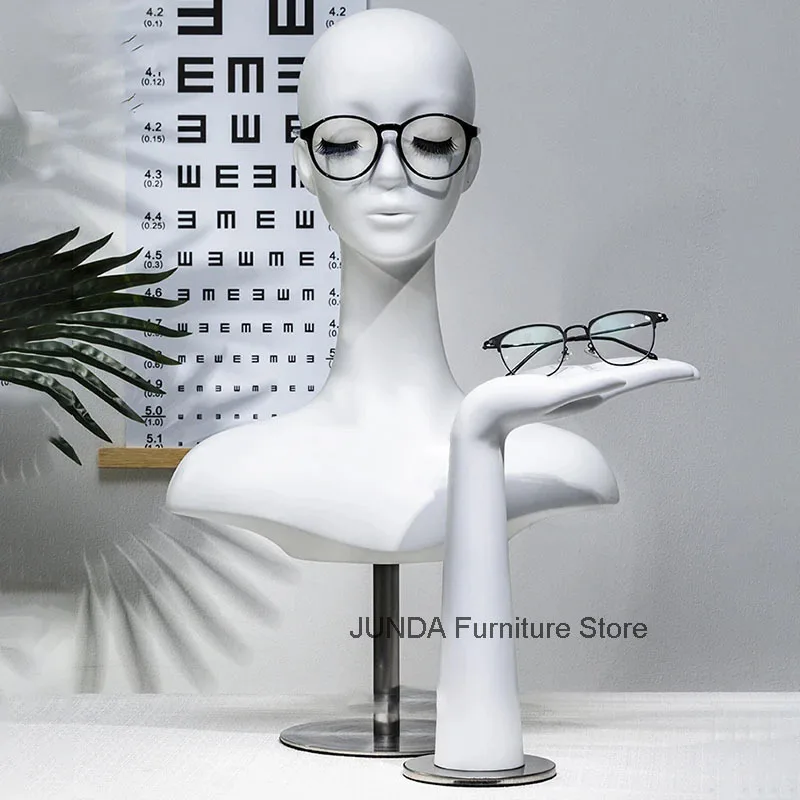 Light Luxury Mannequins Head with Facial Features Hat Scarf Display Stand Hand Model Art Ornaments Props Female White Head Model