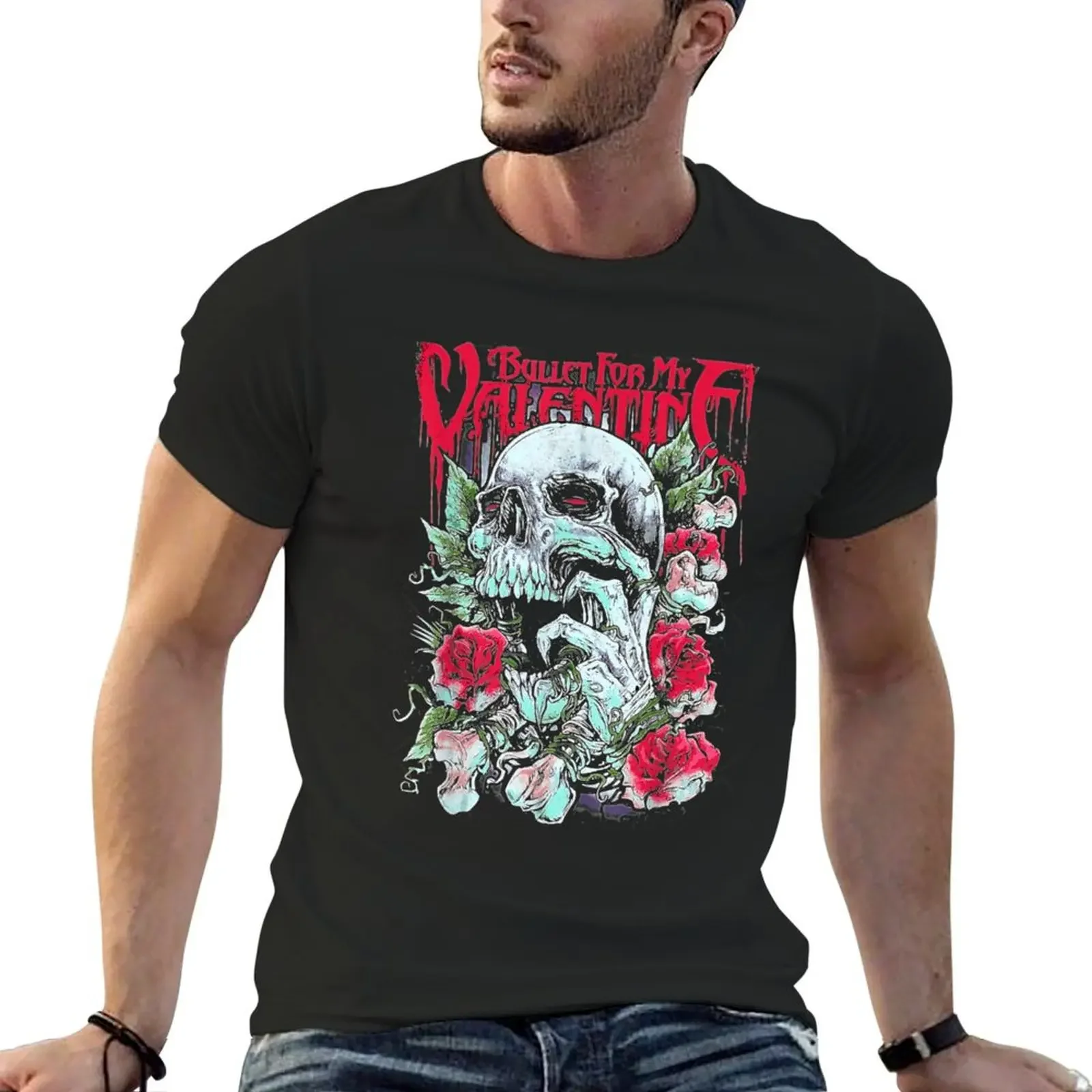 

Roses Skull Bullet For My Valentine T-Shirt anime anime clothes men graphic t shirts