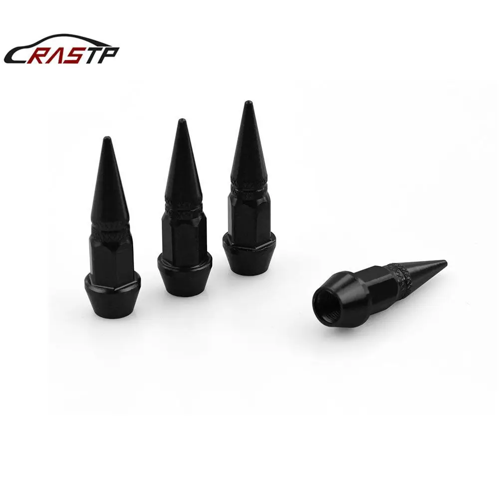 4Pcs Universal Aluminum Car Styling Tunning Car Tire Valve Stem Cap Spike Shaped Metal Dust Covers Lid for Bicycle Motorcycle