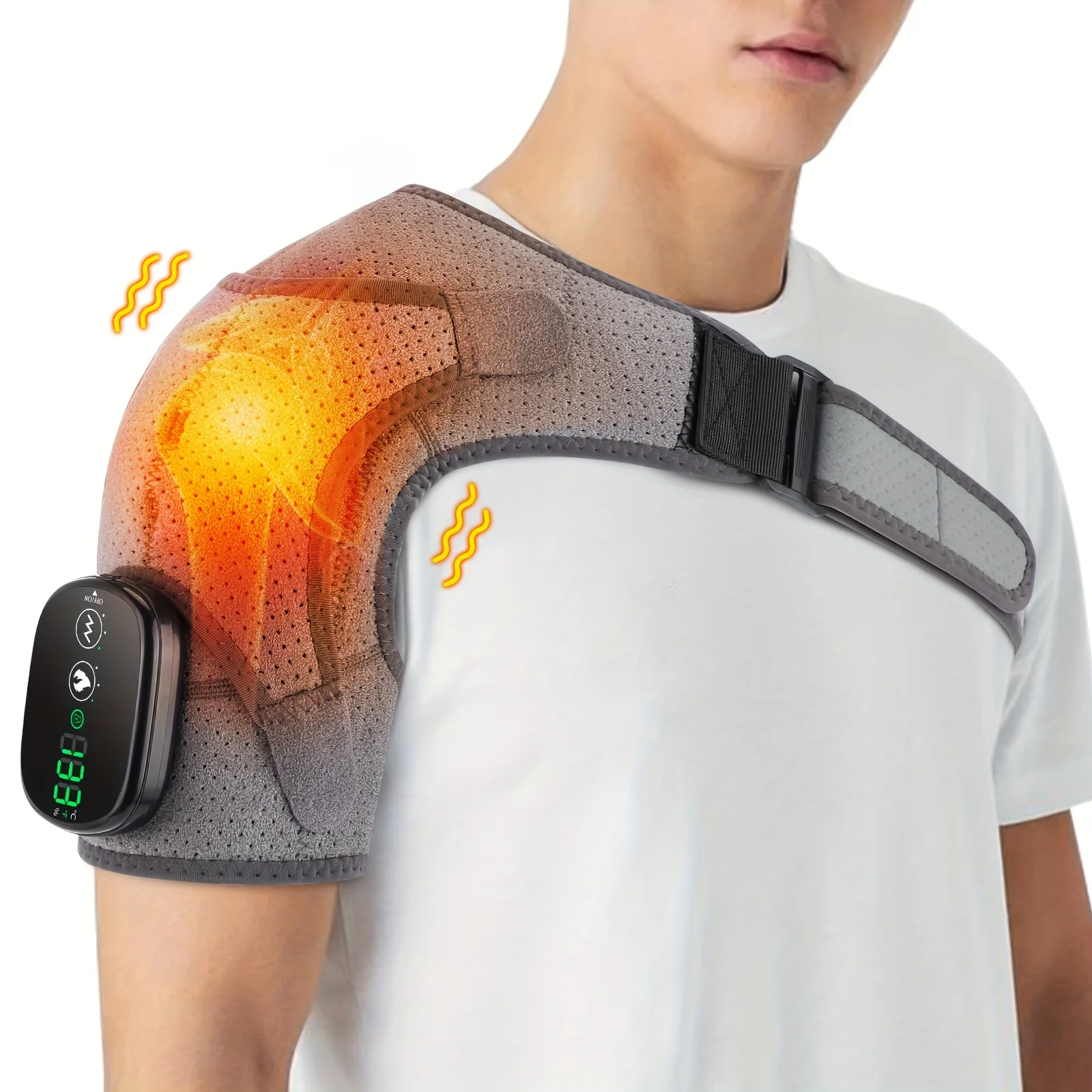 

1pc Portable Heated Shoulder Massager, Blanket Warming Shoulder Pad With Controller, 3 Levels Adjustable, Shoulder Strap Massag