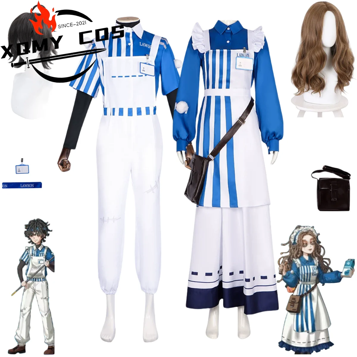 XQGame identité VEmil Ada Mesmer Cosplay Costume Patient psychologue perruque uniformes de travail chemise tablier homme femme Kawaii Halloween S