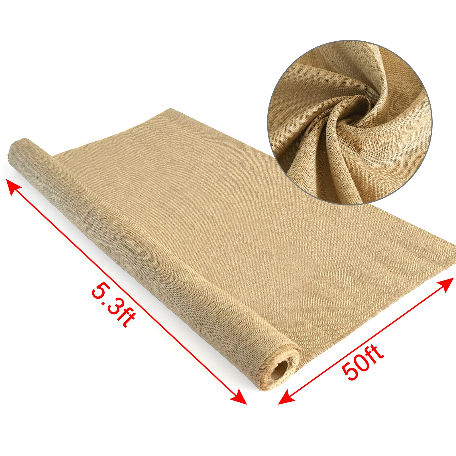 

5.3 ft. x 50 ft. 7.7 oz. Natural Burlap Fabric for Weed Barrier, Raised Bed, Seed Cover, Tree Wrap Burlap