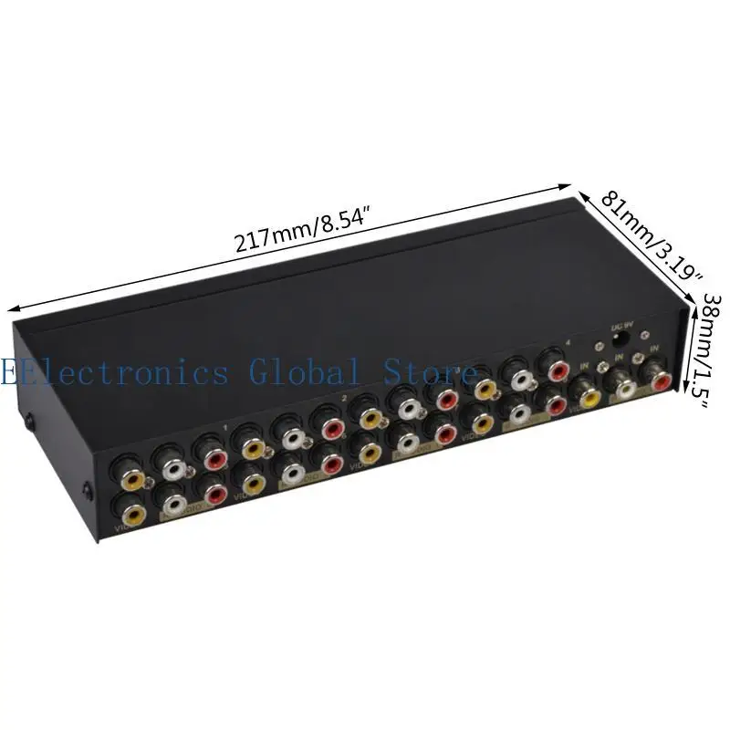462b 8 방향 복합 RCA AV 스플리터 1x8 비디오 1 in 8 Out Splitter Distributor for STB DVD HDTV