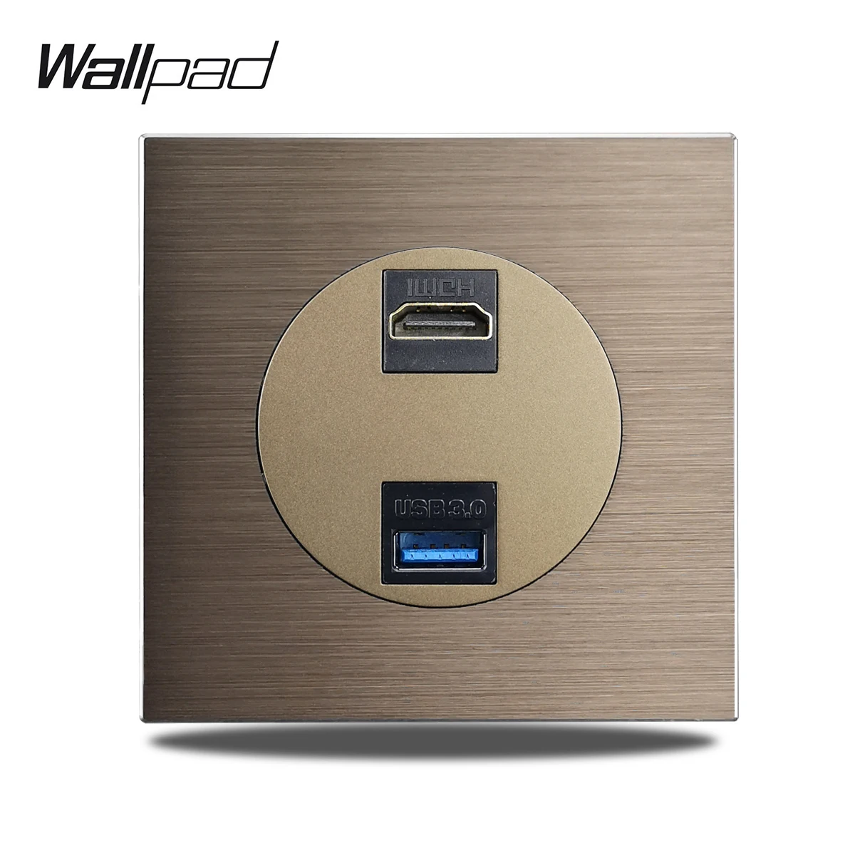 EU Frans stopcontact elektrische wandcontactdoos geborsteld bruin aluminium 1-5 poorten plaat USB oplaadpoort RJ45 CAT6 bekabeling stopcontact