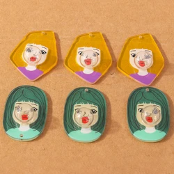 5 Pcs Cute Resin Cartoon Girl Blow Bubbles Charms Pendant for DIY Earrings Necklace Jewelry Making Accessories Supplies